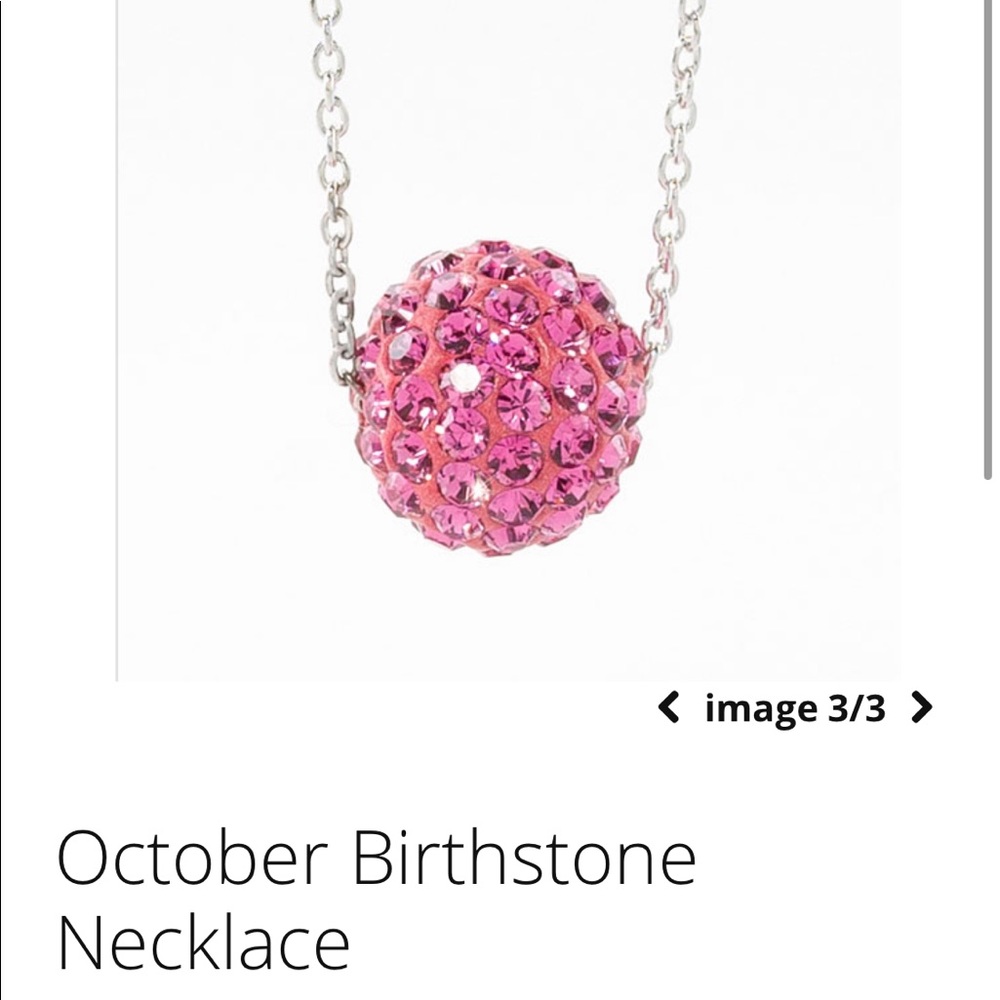 Touchstone October Birthstone Necklace (used) 15 - 18” Pave Rose color, Rhodium.